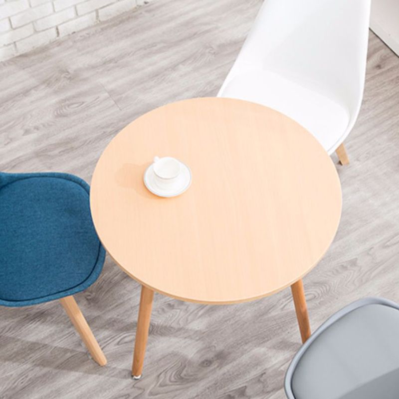 Round Wood Top End Table Contemporary Tripod Sofa Side End Table in Natural/White