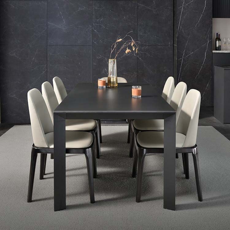 Industrial Dining Sintered Stone Table Dining Rectangle Table with Metal Legs for Home