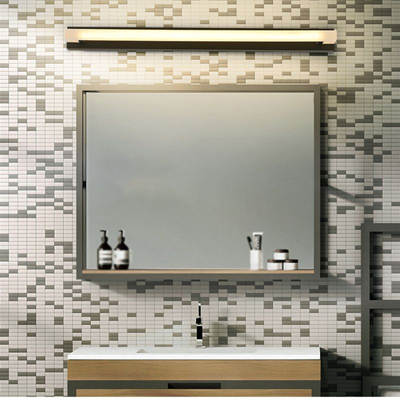 Linear Metal Wall Sconce Modern Style 1 Light Mirror Wall Mount Lighting in Black