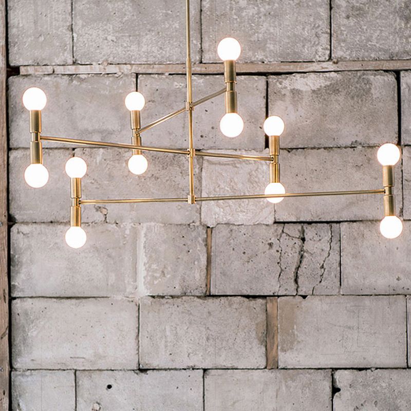 Lumo con soffitto sospeso in metallo a livello moderno 12 luci lampada lampadario nero/oro per soggiorno
