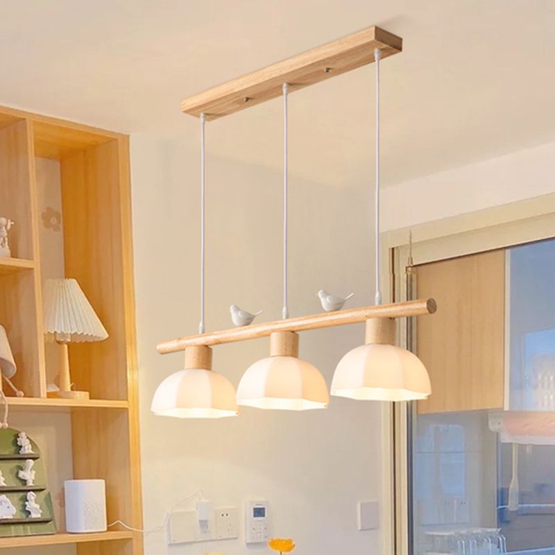 Modernism 3-Light Kitchen Island Lighting Beige Island Pendant Lighting