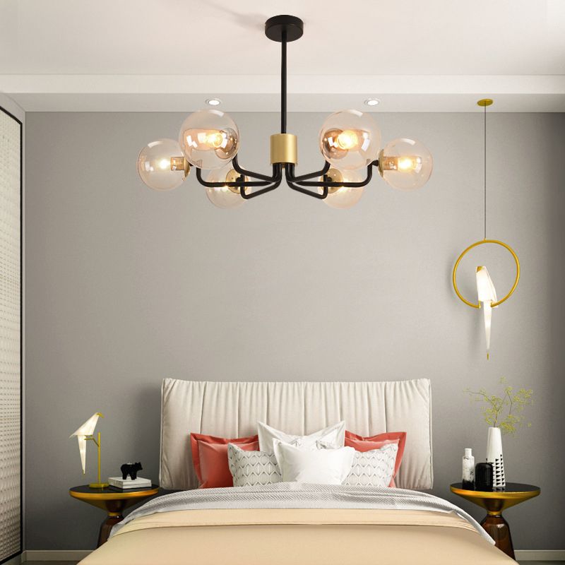 Gray Glass Chandelier Lighting Fixture Modern Chandelier Pendant Light for Living Room