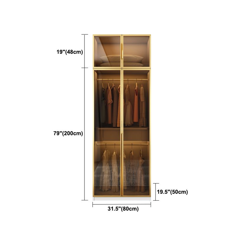 Wood and Glass Wardrobe Cabinet Contemporary Hinged Wardrobe Closet
