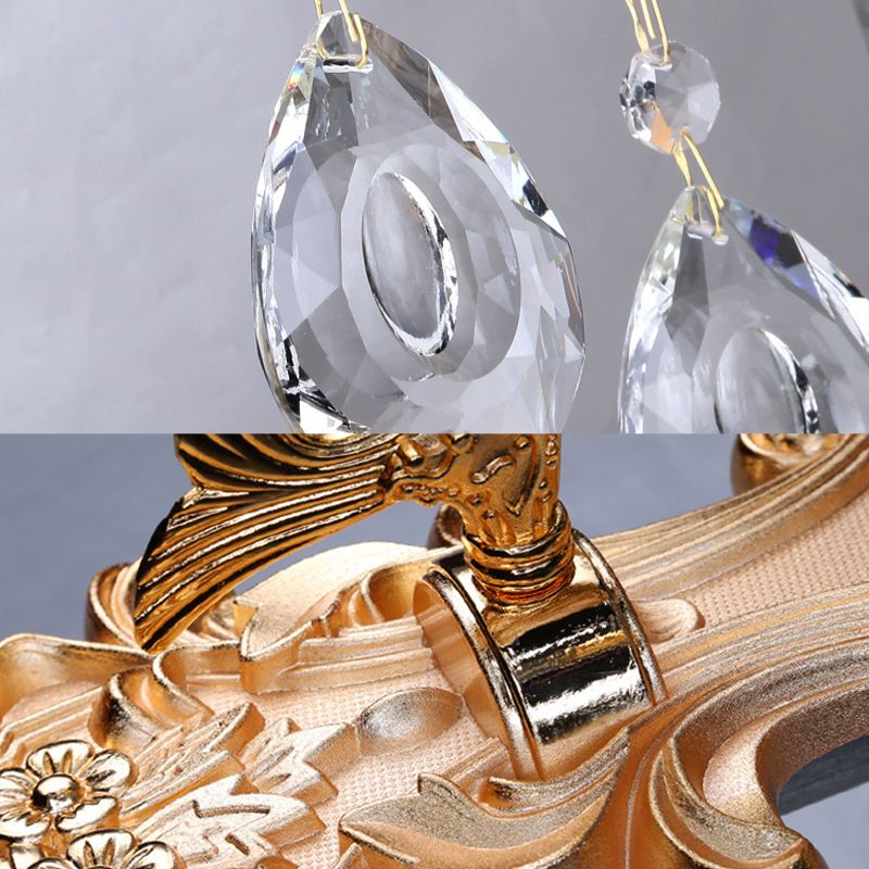 Candelabra Wall Lamp Contemporary Crystal 2 Lights Gold Wall Mount Light for Corridor