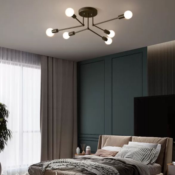 Zeitgenössische Sputnik Semi Flush Mount Glas Wohnzimmer Deckenmontage Leuchte Leuchte