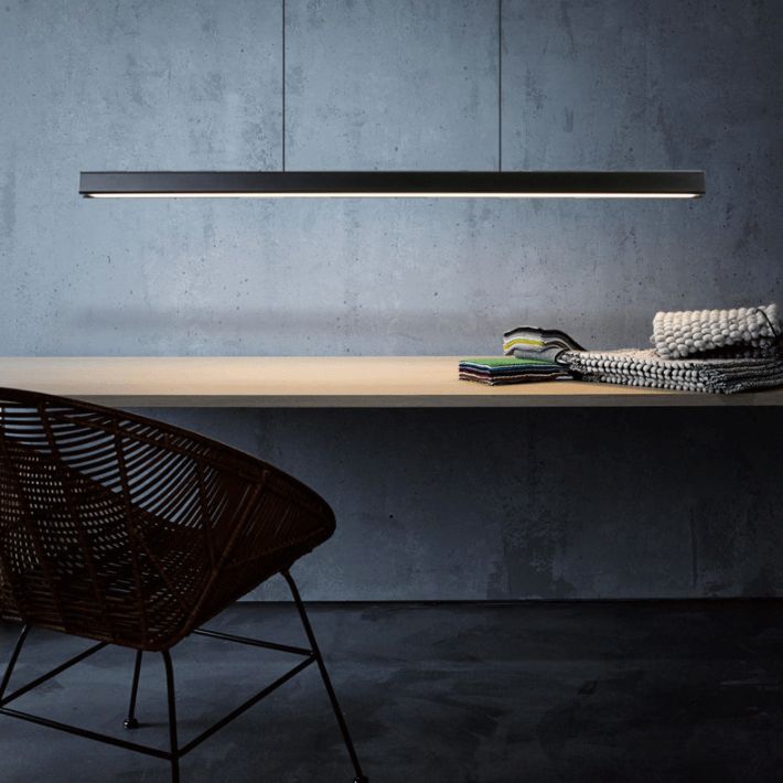 Luz de la isla de aluminio negra Lámpara de colgante de restaurante rectángulo de 1 luces de estilo simple