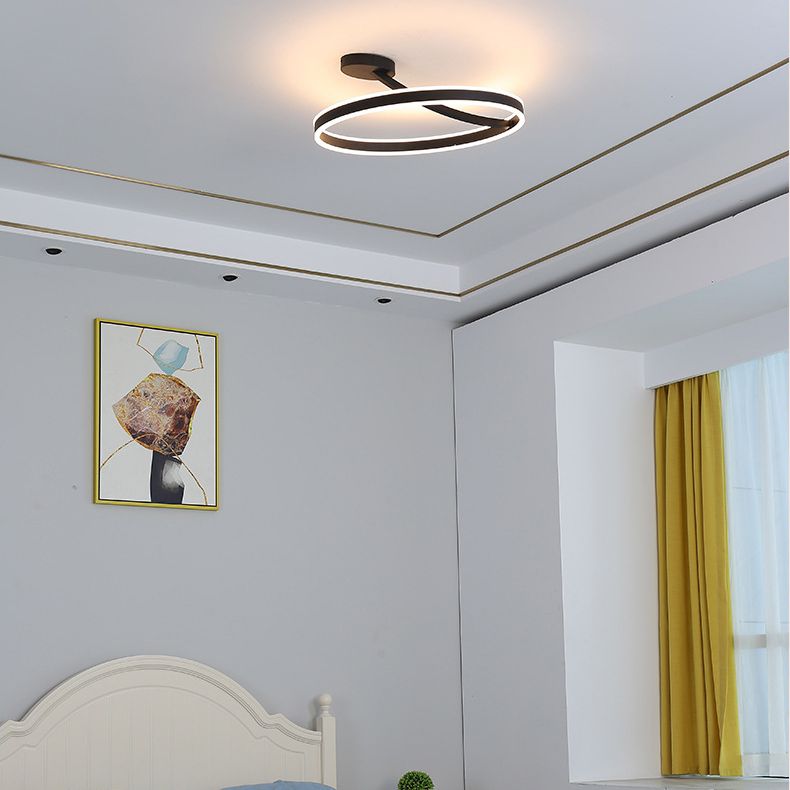 Modern Creative LED Semi Flush Mount Aluminium Linear Ceiling Fixture with Acrylic Shade