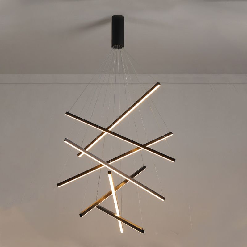 Modern Style Metal Hanging Light Fixtures Linear Multi Lights Suspension Light