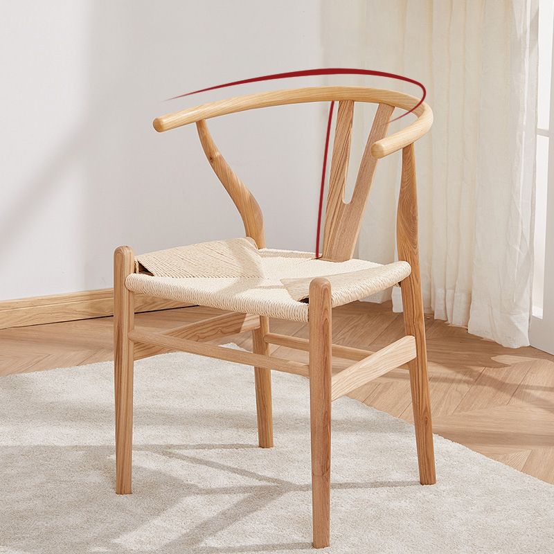Zeitgenössischer Küchen-Beistellstuhl aus Holz mit farbigem Kissen, Wishbone-Esszimmerstuhl