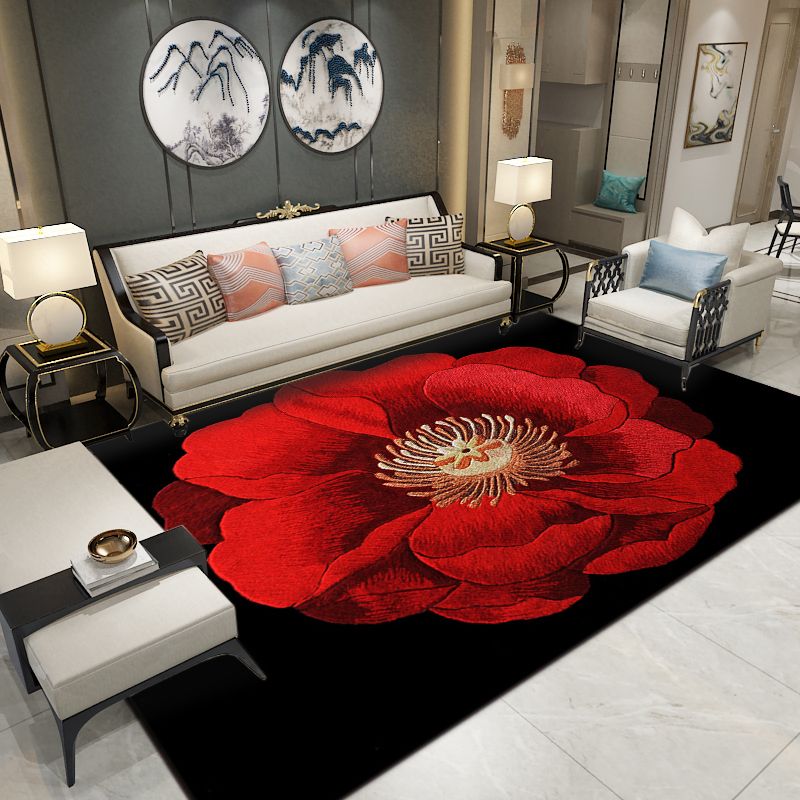 Kleurrijk modern tapijt met bloemenpatroon, polyester, vlekbestendig tapijt voor woondecoratie