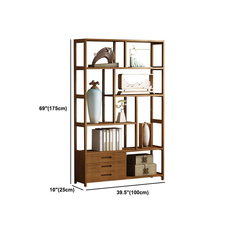 Modern Bamboo Etagere Shelf Bookcase Open Back Vertical Bookshelf for Study Room