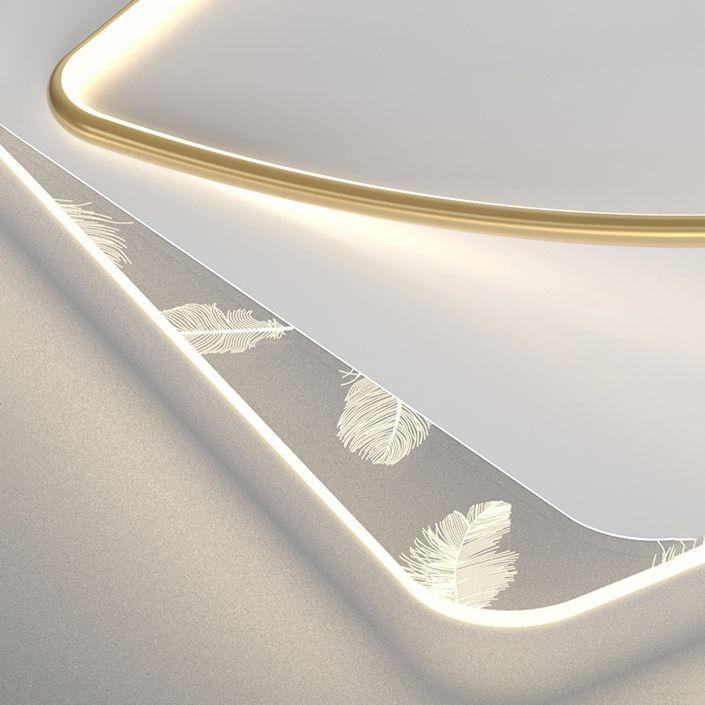 Acrylic Feather LED Flush Mount in Modern Artistic Style Aluminium Geometric Ceiling Fixture