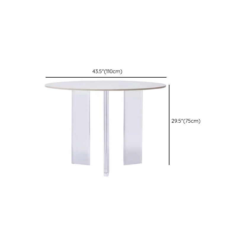 White Stone Dining Table Modern Round Dining Table with Acrylic Legs
