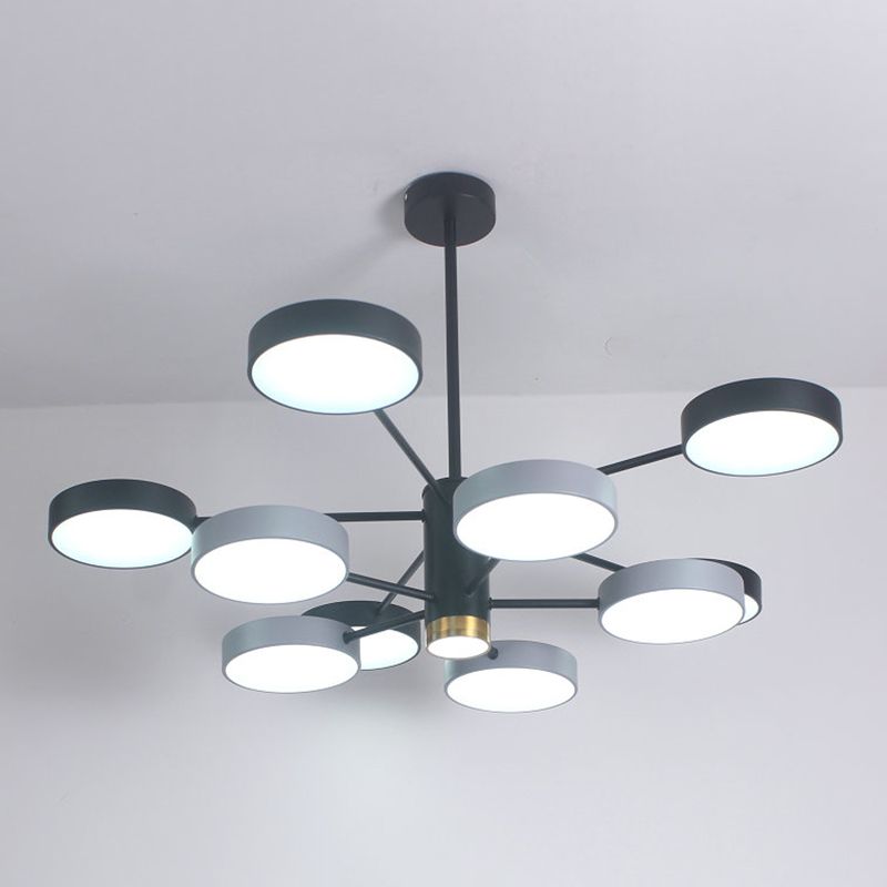 Round Shape Chandelier Modern Macaroon Iron Down Lighting Pendant for Living Room