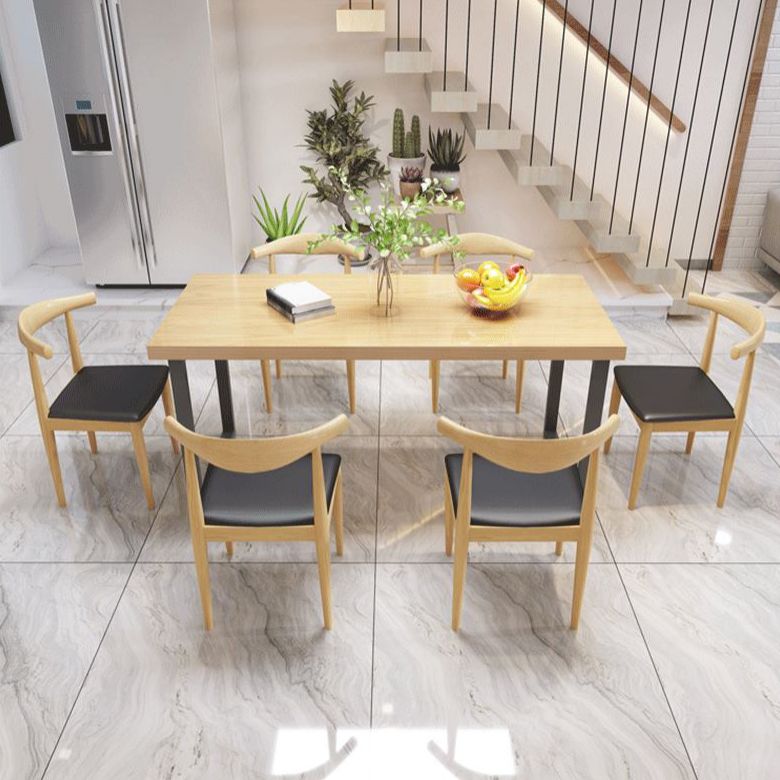 Industrial Dining Table Set 1/5/7 Pieces Solid Wood Dining Table with Chairs