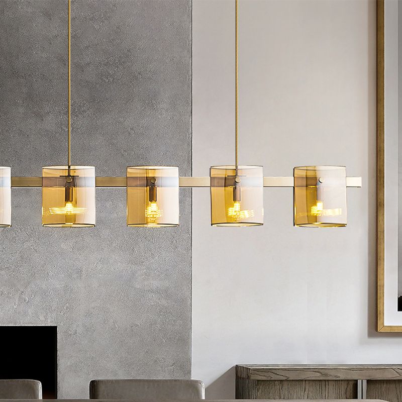 Minimalismo de la isla Vidromas livianos 5 accesorios de iluminación colgante para el comedor