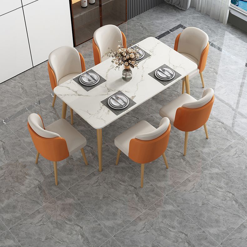 Modern Style Sintered Stone Standard Dining Set White Kitchen Dining Set with 4 Legs Base