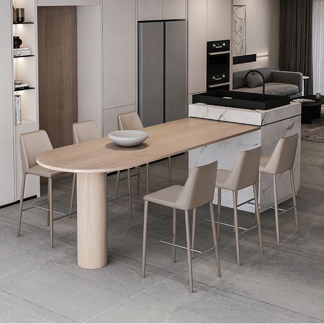 Modern Backrest Bar Stool Leather Metal Base Counter Stool for Living Room