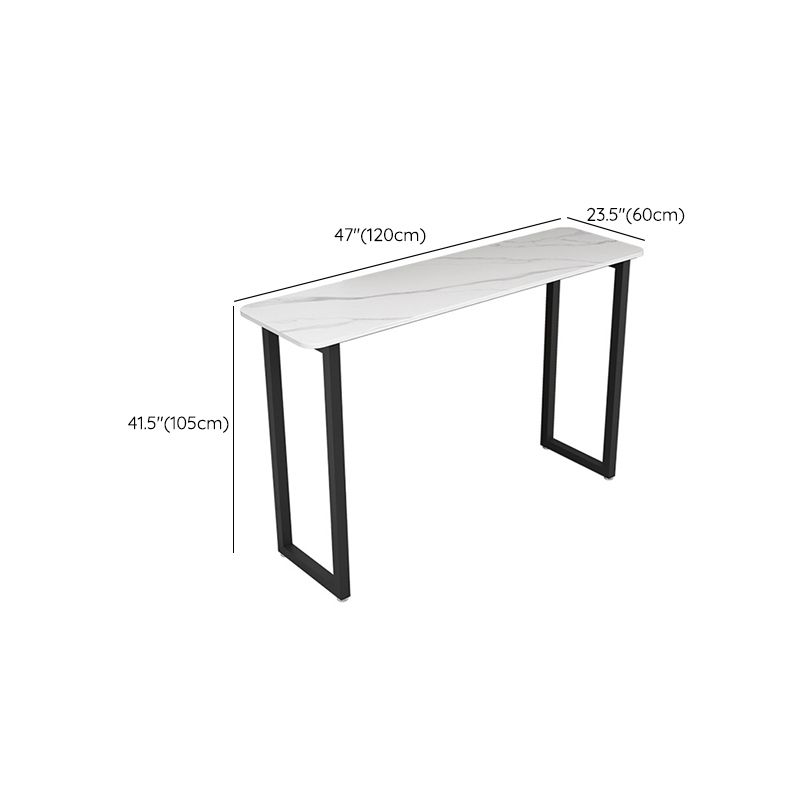 Rectangle Sintered Stone Bar Table Sled Base Dining Table in White