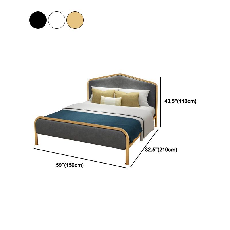 Metal Upholstered Bed with Camelback Headboard Low Profile Bed