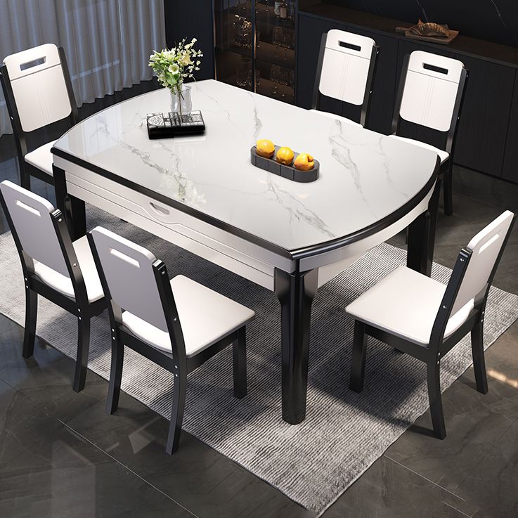 Stone Top Foldable Dining Table Set for Home 1/7 Pieces Modern Dinette Set