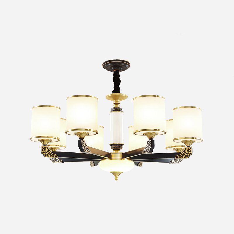 Multi Light Cylindrical Hanging Pendant Modern Style Glass Hanging Lighting for Bedroom