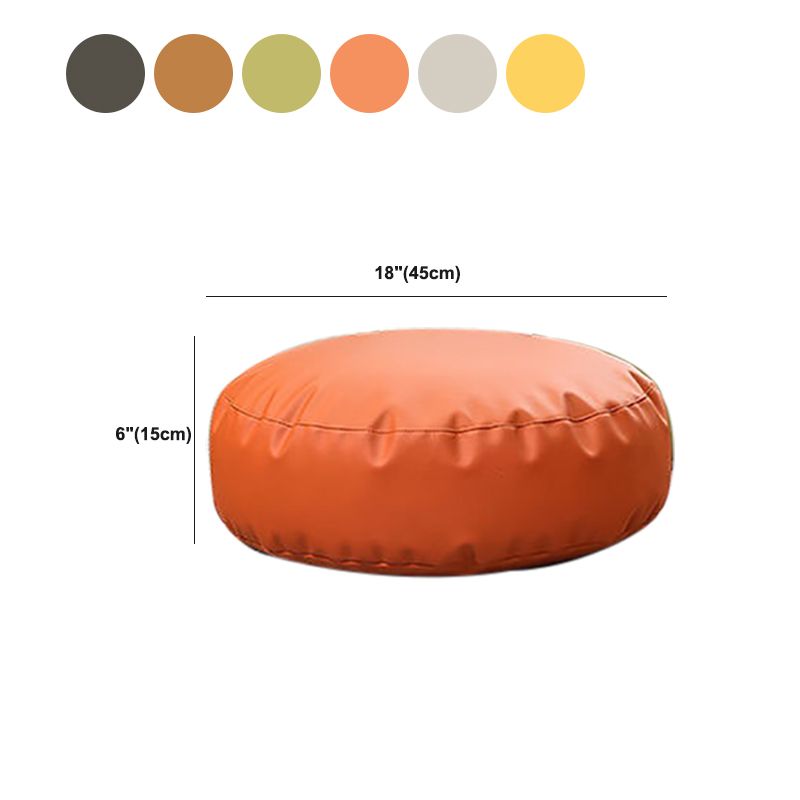 Modern Pouf Ottoman Faux Leather Upholstered Solid Color Round Ottoman