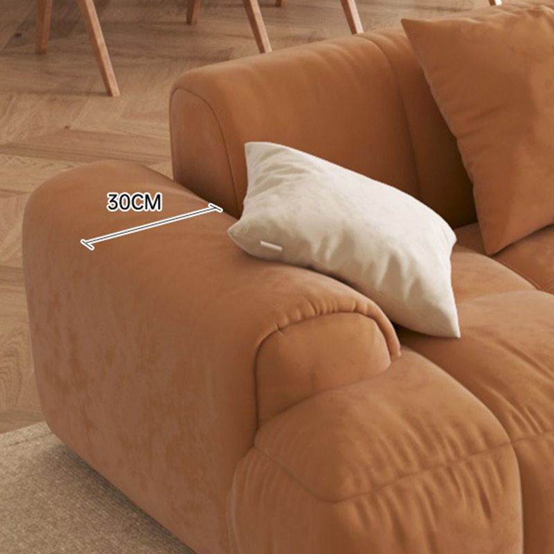 L-Shape Velvet Sectional with Recessed Arm and Pillow Back for Apartment