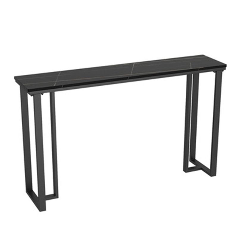 Industrial Bar Height Table Stone Top Bistro Table with Black Base
