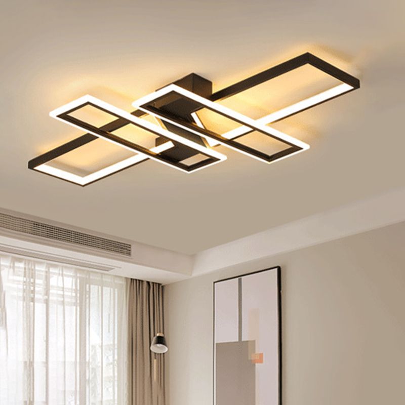 Montaje empotrado de techo de dormitorio LED de metal moderno con luz de montaje semiempotrado de bloque rectangular superpuesto