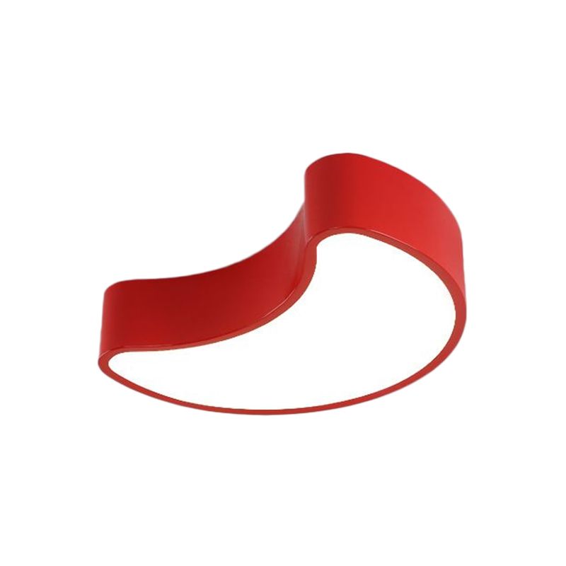 White/Red/Yellow Semi-Moon Ceiling Fixture Kids LED Acrylic Flush Mount Recessed Lighting for Leisure Area
