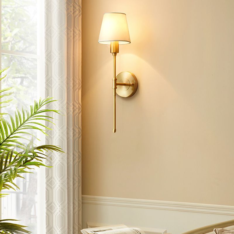 Geometric Wall Light Fixture Modern Fabric 1 Light Wall Sconce in Gold