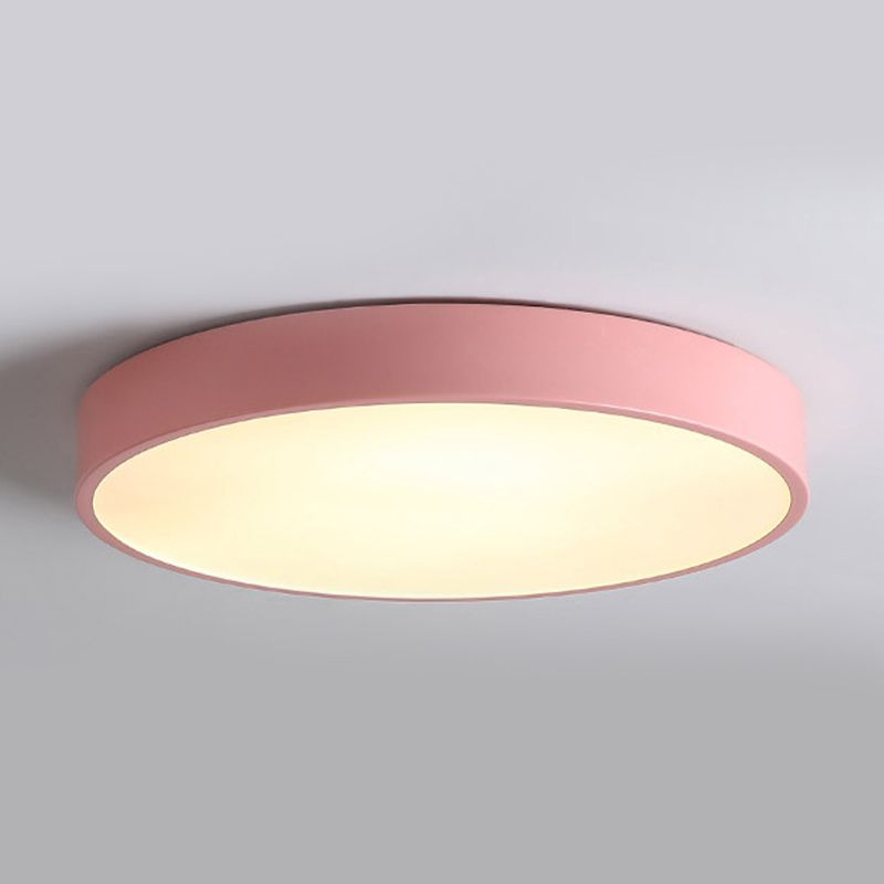 Drum Flush Mount Fixture Simplicity Metal 1 Light Flush Light