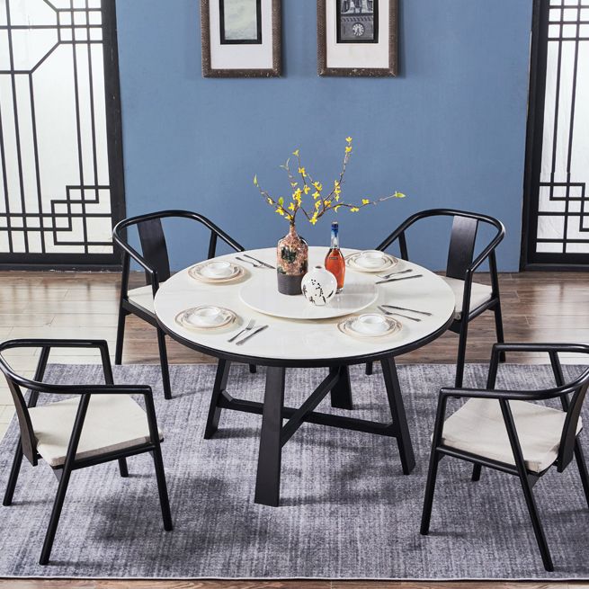 Silla de comedor tradicional para uso doméstico Silla de comedor con respaldo abierto de madera con brazo