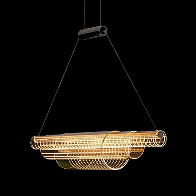 Single Modernism Golden Ceiling Light Acrylic Kitchen Island Lighting for Bedroom