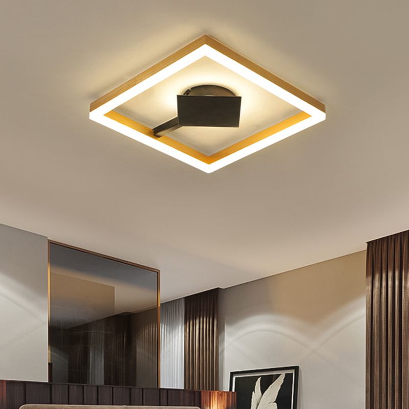 Gold Square Frame Flush Mount Modernism 16"/23.5" W LED Metallic Flush Ceiling Light Fixture for Bedroom
