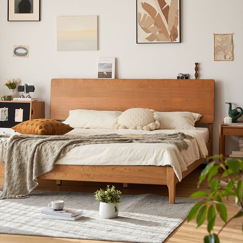Modern Standard Bed Solid Wood Bed Frame with Headboard and Mattress