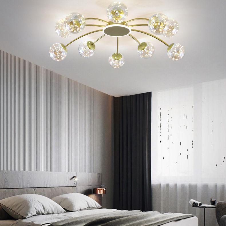 Noordse stijl moleculair gevormd plafondlichtglas Globe led String licht Lichte creatieve verlichtingsarmatuur voor woonkamer