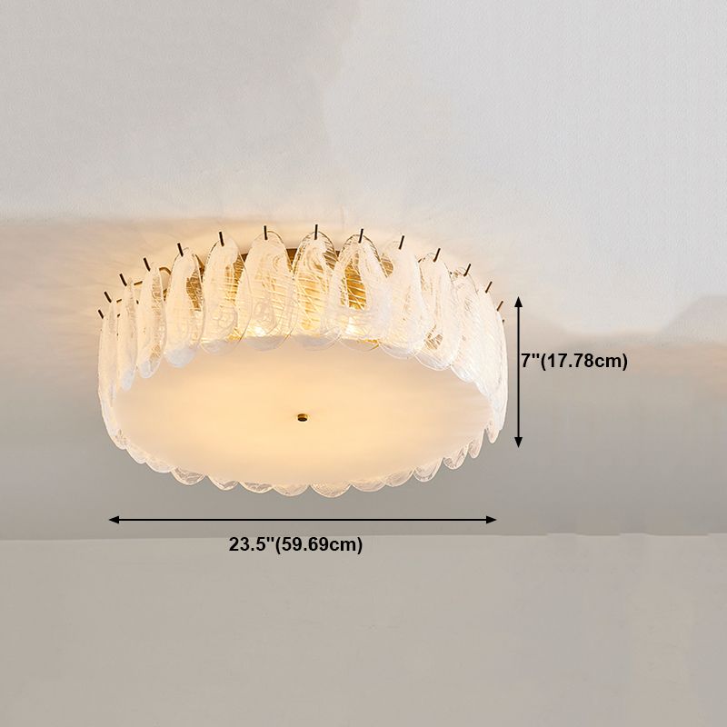 Round Close to Ceiling Lamp Modern-Style Glass Gold Ceiling Mounted Fixture