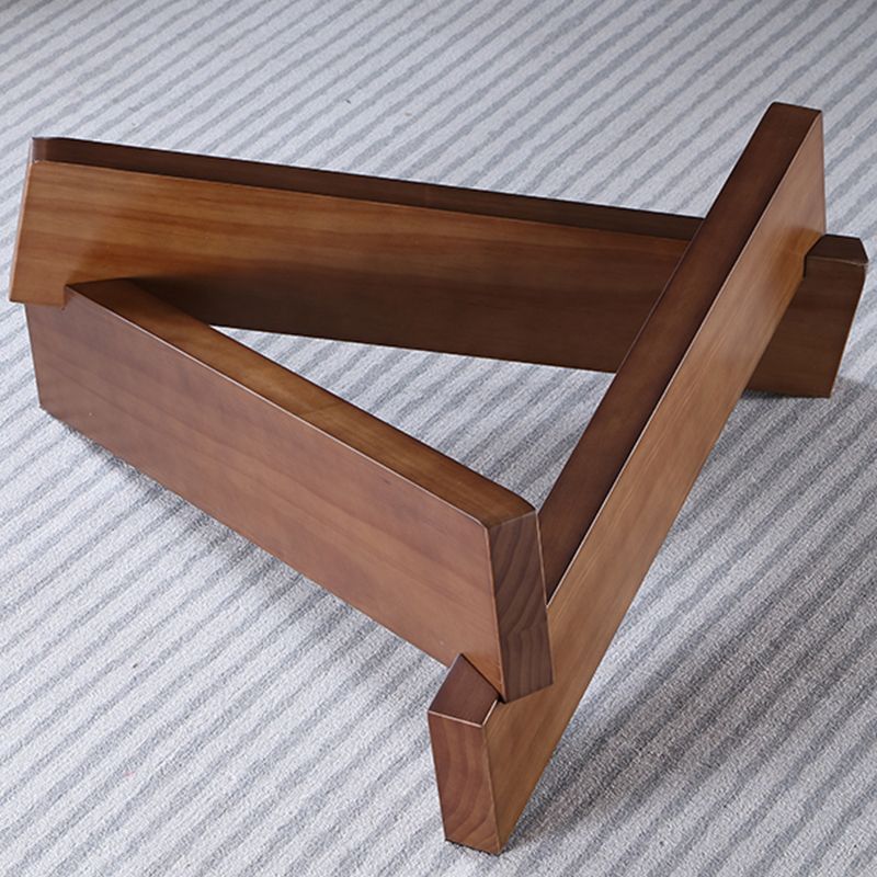 Round Glass-Topped Coffee Cocktail Table with Solid Wood Base