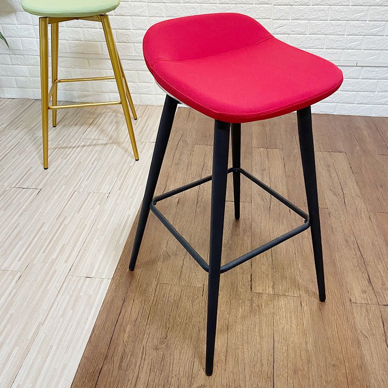 Nordic Armless Counter Stool with 4 Legs Metal Bar Stool for Indoor
