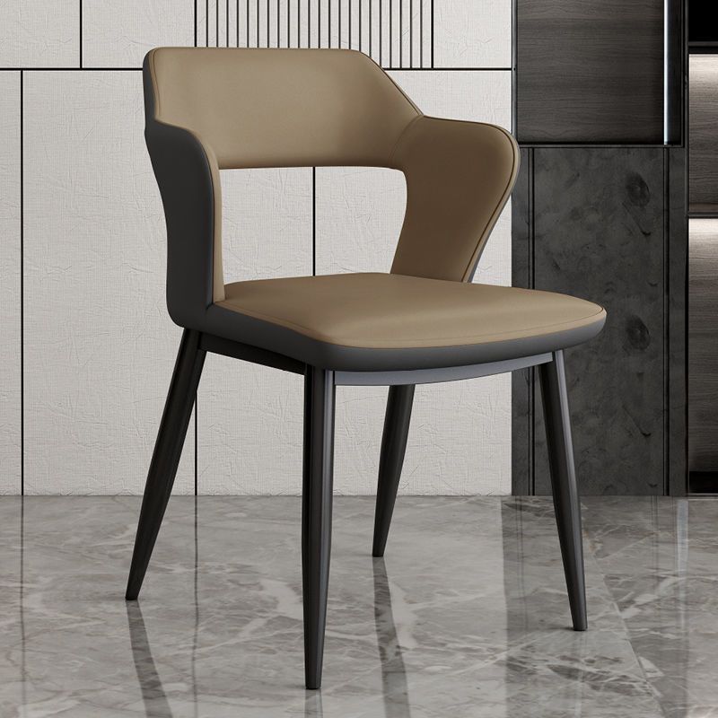 Contemporary Linen Dining Chair Open Back Dining Side Furniture in Matte Finish for Home