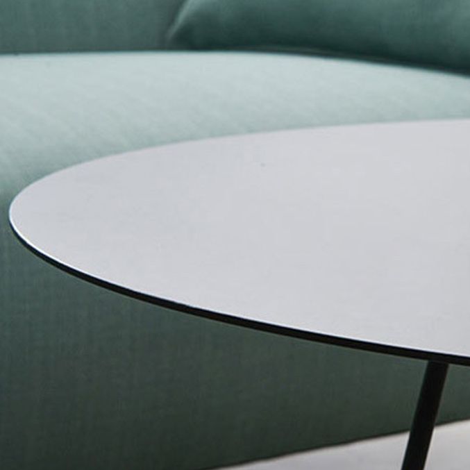 Mid-Century Modern Iron Coffee Table Set Black Finish Round Cocktail Table