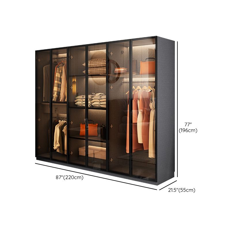 Modern Glass Wardrobe Cloth Rod Included Wardrobe Closet without Light