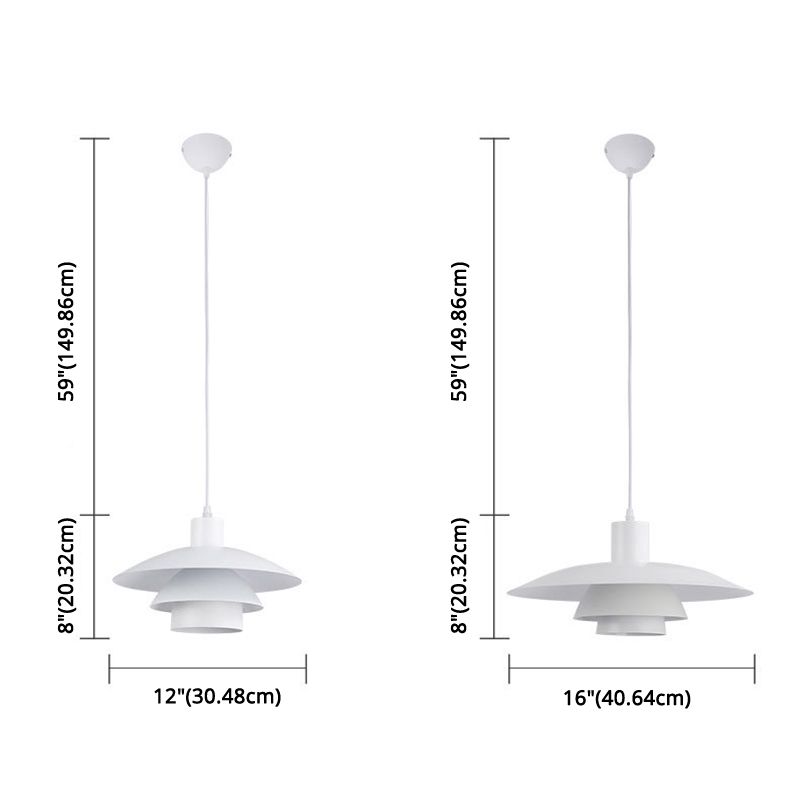 Diseño de capas blancas puras luz colgante de 1 luces Minimalismo Nórdico estilo de iluminación suspendida para cafetería