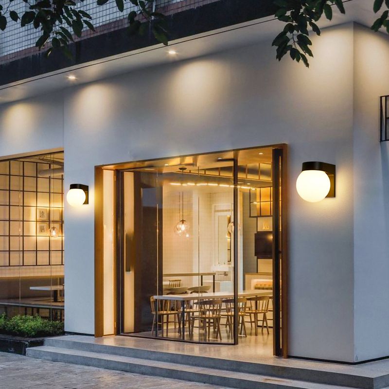 Kugelwandbeleuchtung moderner Milch weiß weißes Glas 1 leichte Leuchtenlampe für Outdoor