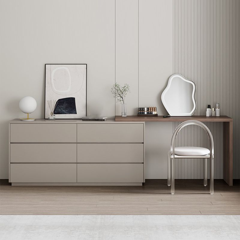 Modern Brown Solid Wood Bedroom Standing With Drawer Make-up Vanity