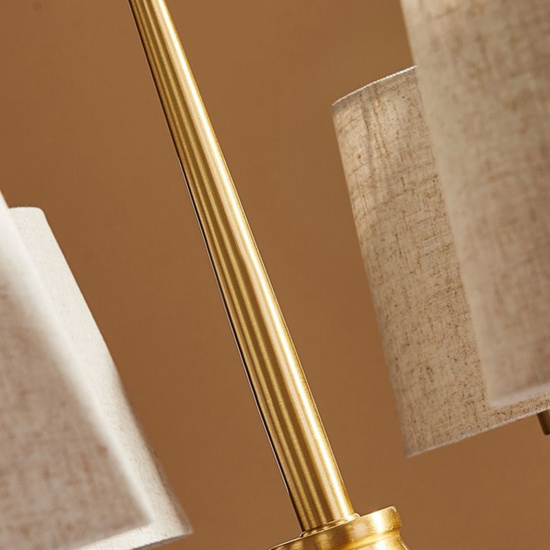 Empire Shade Chandelier Light Simplicity Fabric Living Room Pendant Light Fixture in Gold