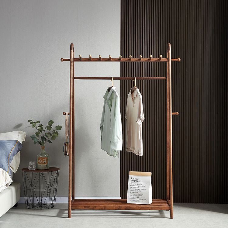 Brown Contemporary Style Armoire Ash Wood Open Armoire with Clothing Rod