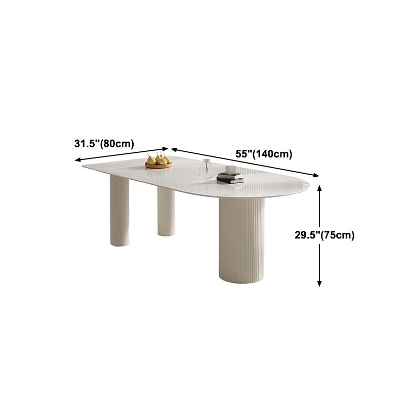 Stone Top Dining Table Traditional Luxury Dining Table with 3 Legs in White